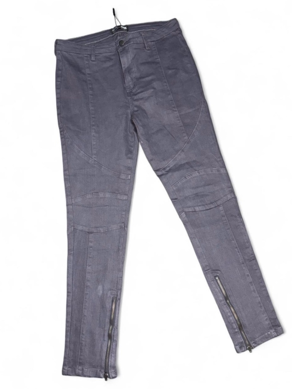 Fashion Nova Charcoal Slim Moto-Style Ankle Pants